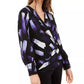 Alfani Women's Printed Surplice Top Purple Size Medium