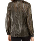 Alfani Women's Metallic-Stripe Blouse Black Size X-Large