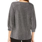 Alfani Women's Metallic Knit Bishop Sleeve Top Med Gray Size X-Small