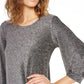 Alfani Women's Metallic Knit Bishop Sleeve Top Med Gray Size X-Small