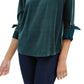 Charter Club Women's Velvet Tie-Sleeve Top Dark Green Size Large