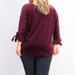 Charter Club Women's Velvet Tie-Sleeve Top Dark Purple Size Large
