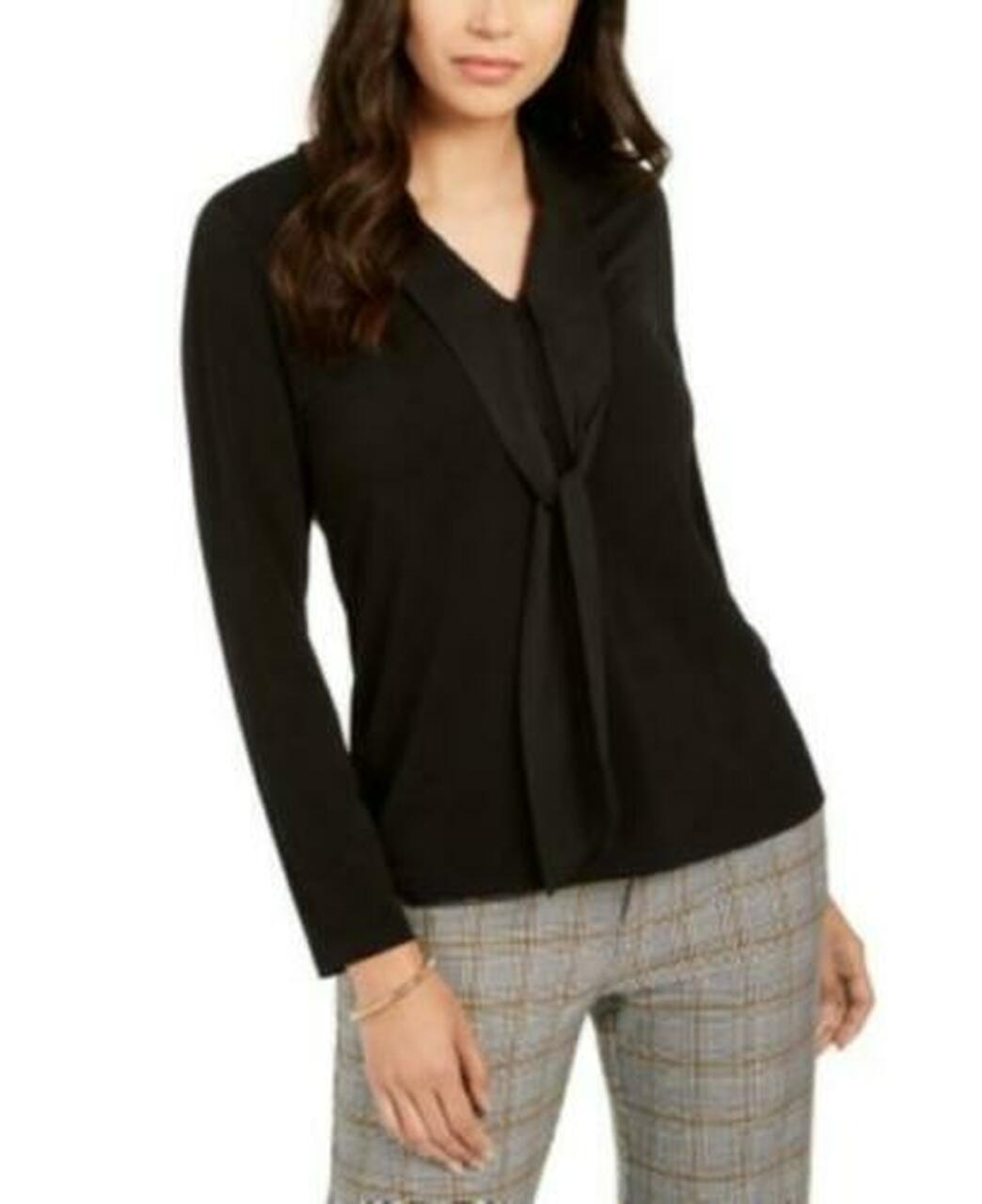 Charter Club Women's Woven Tie Top Black Size X-Large