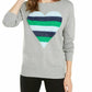 Maison Jules Women's Heart-Motif Tunic Sweater Gray Size Large