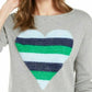 Maison Jules Women's Heart-Motif Tunic Sweater Gray Size Large
