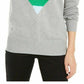 Maison Jules Women's Heart-Motif Tunic Sweater Gray Size Large