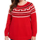 Charter Club Women's Plus Size Fair-Isle Printed Sweater Red Size 2X
