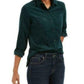 Charter Club Women's Solid Corduroy Shirt Dark Green Size Small