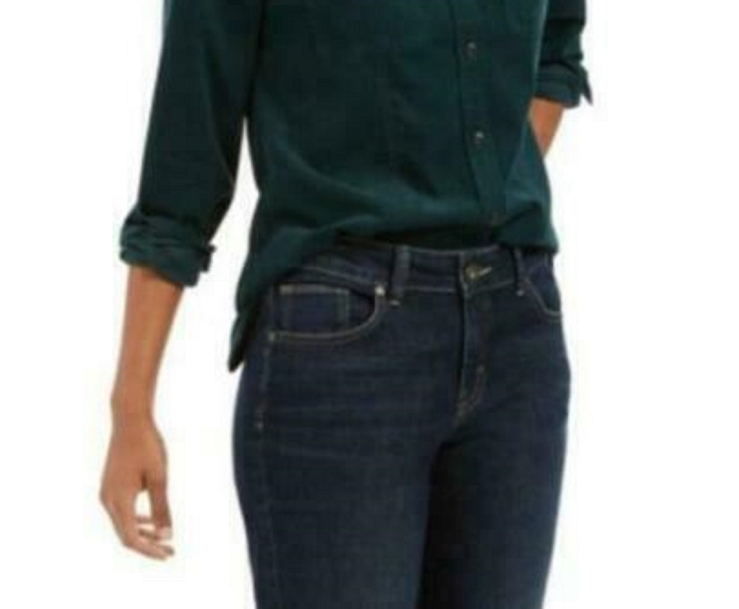 Charter Club Women's Solid Corduroy Shirt Dark Green Size Small