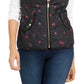 Charter Club Women's Floral-Print Quilted Vest Black Size Small