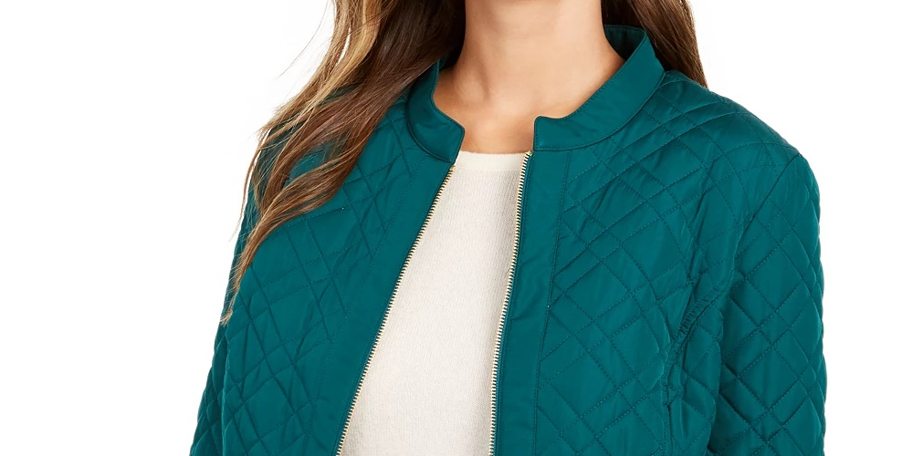 Charter Club Women's Quilted Mandarin-Collar Jacket Modern Blue Size Medium