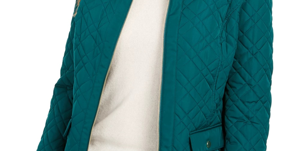 Charter Club Women's Quilted Mandarin-Collar Jacket Modern Blue Size Medium