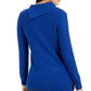 Charter Club Women's Patchwork Stitch Asymmetrical Collar Sweater Blue Size Medium