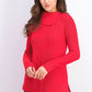 Charter Club Women's Patchwork-Stitch Asymmetrical-Collar Sweater Red Size Small