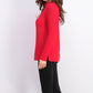 Charter Club Women's Patchwork-Stitch Asymmetrical-Collar Sweater Red Size Small