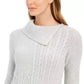 Charter Club Women's Patchwork Stitch Asymmetrical Collar Sweater Natural Size Medium