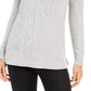 Charter Club Women's Patchwork Stitch Asymmetrical Collar Sweater Natural Size Medium