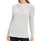 Charter Club Women's Patchwork Stitch Asymmetrical Collar Sweater Natural Size Medium