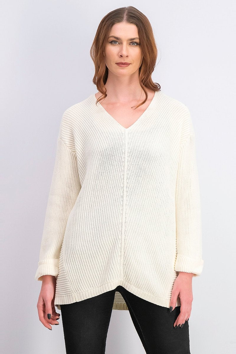 Charter Club Women's Cotton Textured V-Neck Sweater White Size Small