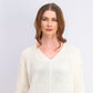Charter Club Women's Cotton Textured V-Neck Sweater White Size Small