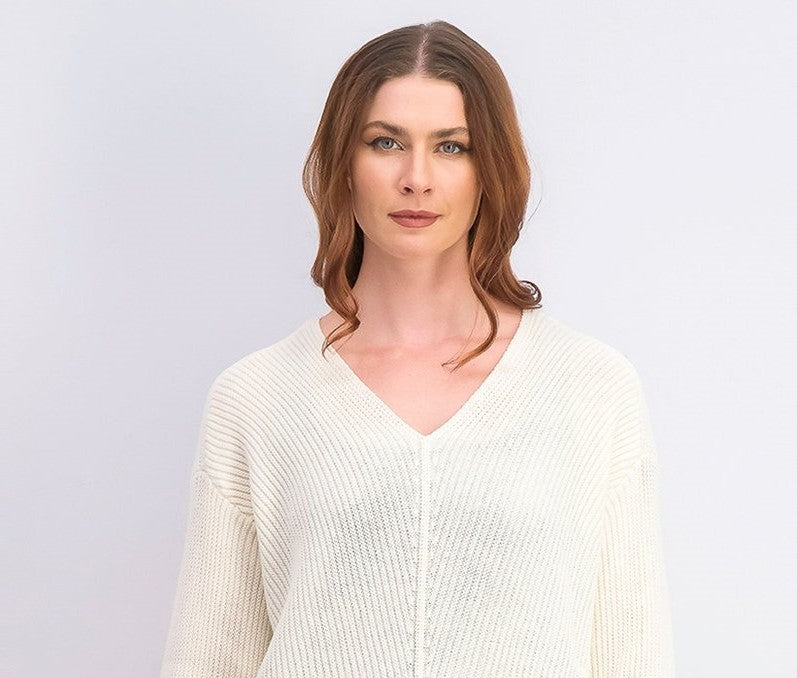 Charter Club Women's Cotton Textured V-Neck Sweater White Size Small