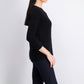 Charter Club Women's Cotton Ribbed Cuffed Sweater Black Size  Petite Medium