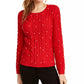 Maison Jules Women's Imitation-Pearl Cable-Knit Sweater Bright Red Size Medium