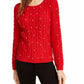 Maison Jules Women's Imitation-Pearl Cable-Knit Sweater Bright Red Size Medium