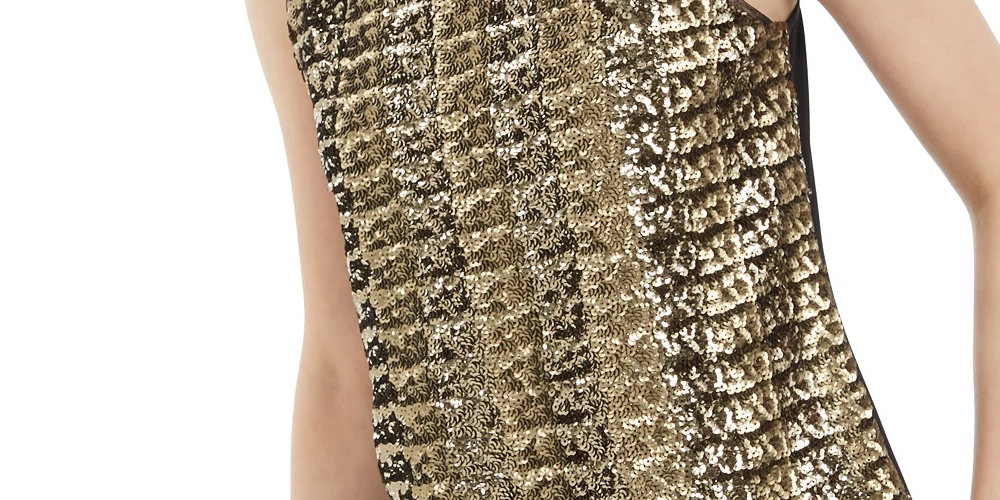 INC International Concepts Women's Sequined Tank Top Gold Size Petite Small