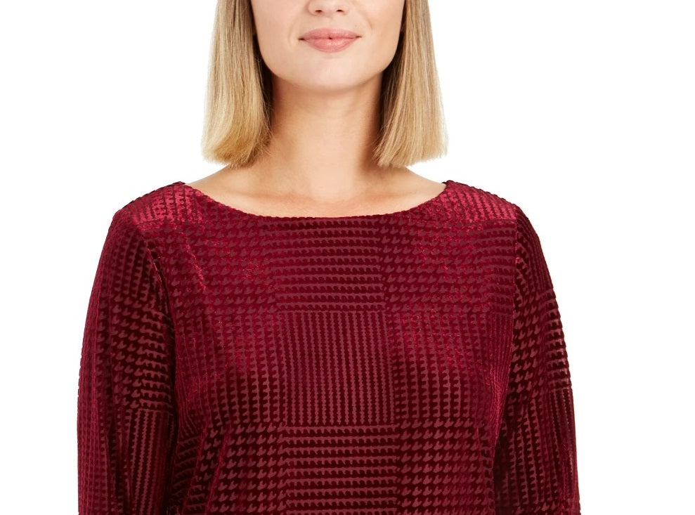 Charter Club Women's Textured Velvet Top Purple Size X-Large