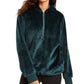 Ideology Women's Faux-Fur Quarter-Zip Hoodie Dark Green Size X-Small