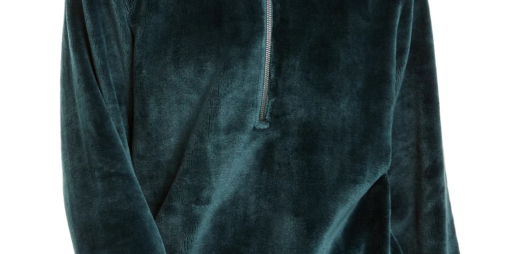 Ideology Women's Faux-Fur Quarter-Zip Hoodie Dark Green Size X-Small