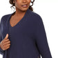 JM Collection Women's Cotton Side-Button Open-Front Cardigan Blue Size XX Large