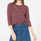 Maison Jules Women's Striped 3/4-Sleeve Shirt Wine Size Large