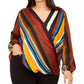 INC International Concepts Women's Plus Striped Surplice Blouse Orange Size 3X