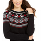 Charter Club Women's Metallic Fair Isle Family Sweater Black Size Medium
