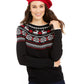 Charter Club Women's Metallic Fair Isle Family Sweater Black Size Small