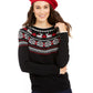 Charter Club Women's Metallic Fair Isle Family Sweater Black Size X-Large