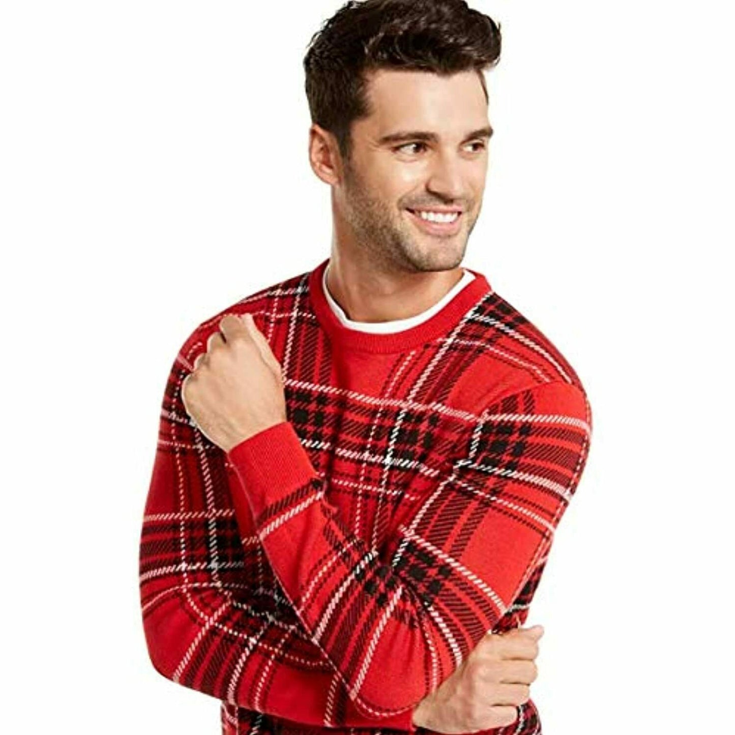 Charter Club Men's Plaid Family Family Sweater Red Size Medium