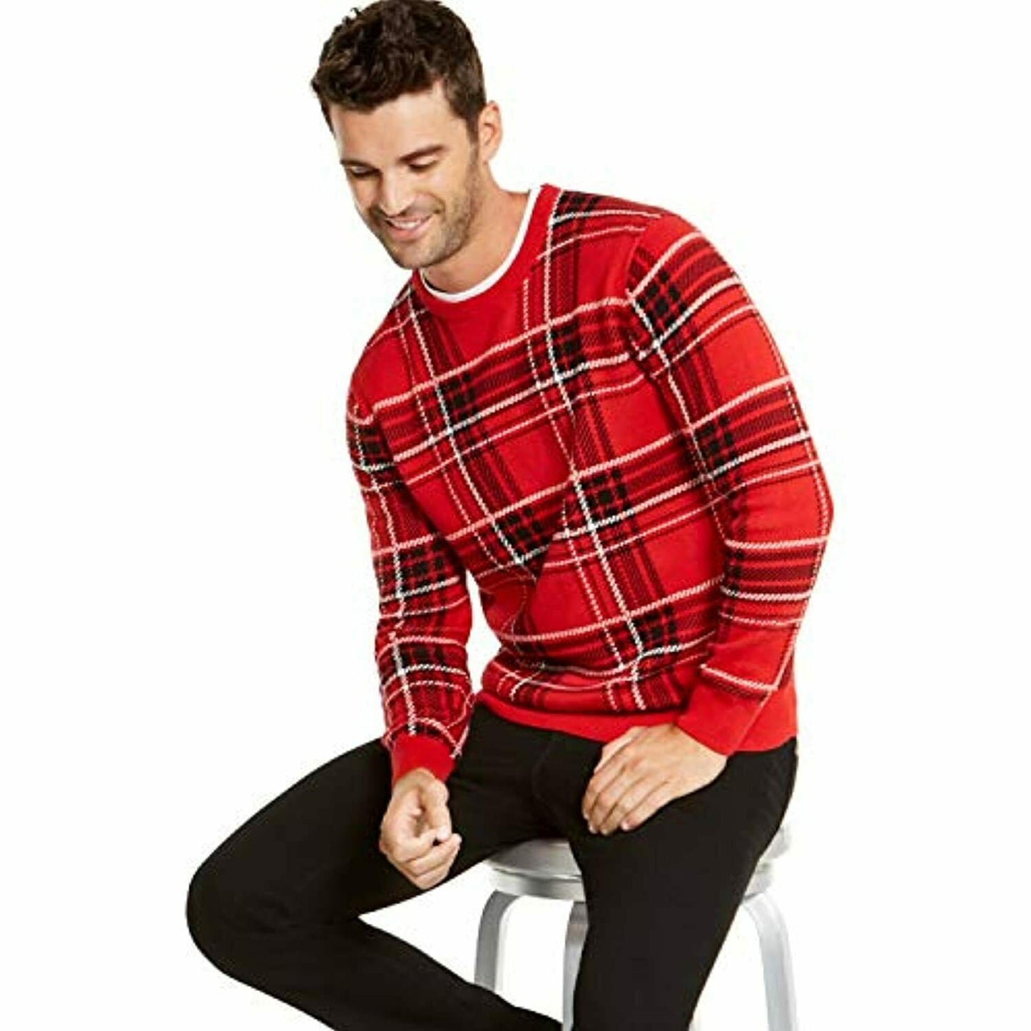 Charter Club Men's Plaid Family Family Sweater Red Size Medium