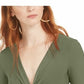 Bar III Women's Twisted Thong Bodysuit Green Size Small
