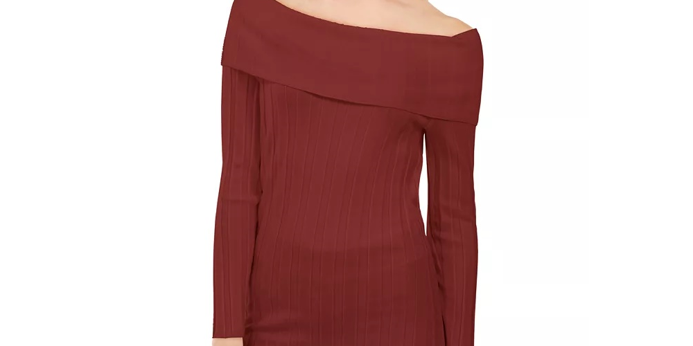 INC International Concepts Women's Off The Shoulder Ribbed Sweater Medium Red Size Medium