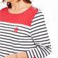 Karen Scott Sport Colorblocked Striped Top Bright Red Size Large