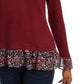 Maison Jules Women's Floral Print Ruffle Top Wine Size Medium