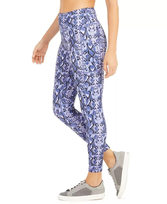 Ideology Women's Python-Print Leggings Purple Size Small