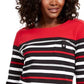 Karen Scott Women's Sport Striped 3/4 Sleeve Top Bright Red Size Small