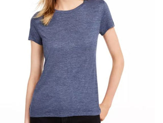 Maison Jules Women's Tie Back Solid T-Shirt Dark Blue Size Large