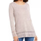 Style & Co Women's Pointelle-Trim Marled Tunic Sweater Beige Size XX Large