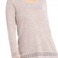 Style & Co Women's Pointelle-Trim Marled Tunic Sweater Beige Size XX Large