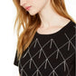 INC International Concepts Women's Cotton Raining Rhinestone Embellished T Shirt Black Size Large
